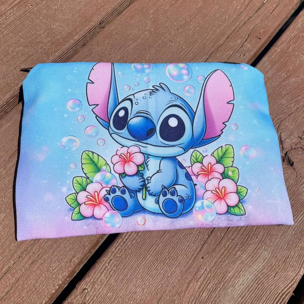 Blue and Pink Lilo and Stitch Character Pouch - Picture 1 of 2